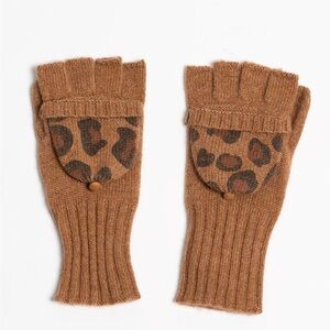 Quinn Women’s Cashmere Leopard Print Fingerless Gloves - NWT!